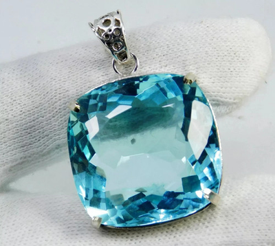 #ad #ad Certified Natural 98.6 Ct Natural Sky Blue Aquamarine Pendant Cushion Gemstone $24.18