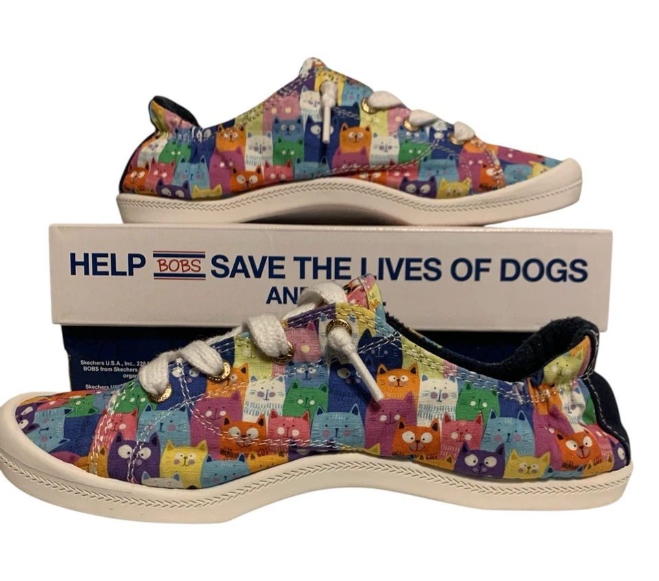 BOBS for Skechers Women's 8 Beach Bingo Kitty Concert Sneaker Cats Multi-Colored - Image 2 of 4