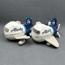 Daron Alaska Airline Plush Lot Of 2 Airplanes Toy Aviation Stuffed 8”