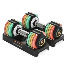 Dumbbells Set 12.5LB/22.5LB Pair, 1-Sec Fast 5 12.5LB-Rainbow-Pair Adjustable