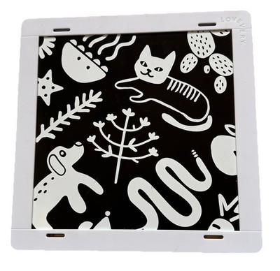 Lovevery Framed Mirror for Baby ''The Charmer'' Kit, Black/White Animals+Mirror