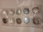 1 troy ounce .999 fine silver coins. Lot of 10 pieces.