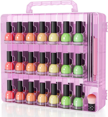 Nail Polish Organizer Case for 48 Bottles, Double Side Nail Polish Holder for St