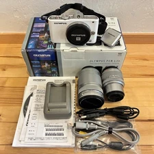 Olympus E PL3 14 42mm Double Zoom Lens Kit Compact Digital Camera Black