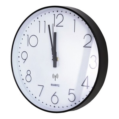 Wanduhr Funkuhr Leuchtend Ohne Tickgeräusche lautlos 30cm groß Vintage Schwarz