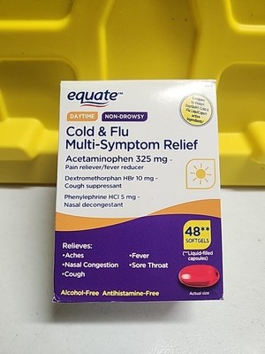 Equate Cold Flu Multi-Symptom Relief Daytime Nasal Decongestant 48 CAP 