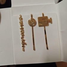 Chanel set of 3 Authentic CC Hair Pin Accessories COCO GOLD Novelty