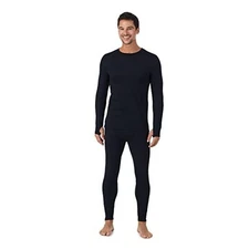  Thermal Underwear Shirt and Leggings Set for Men - Heavyweight Large Black