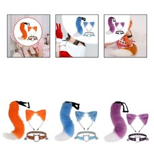Cat Ears and Tail Set Cosplay Hair Accessories Headpiece Kids Adults Women Girls
