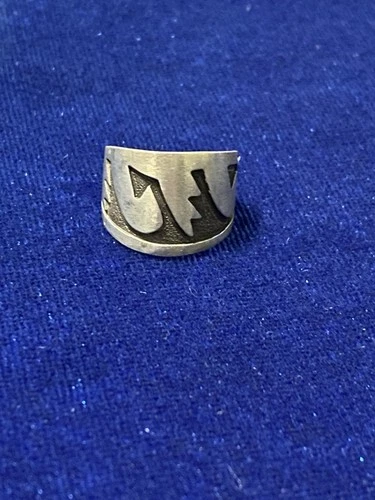 Vintage Hopi Sterling Silver Ear Cuff Ring Water/Lighting Native American Renew