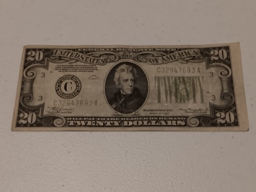 Error- 1934 $20 Green Seal Federal Reserve Note- CA Block- Misaligned Error