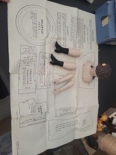 Mid-Century China Doll Kit Porcelain Parts Doll Head Legs Arms - W/Directions