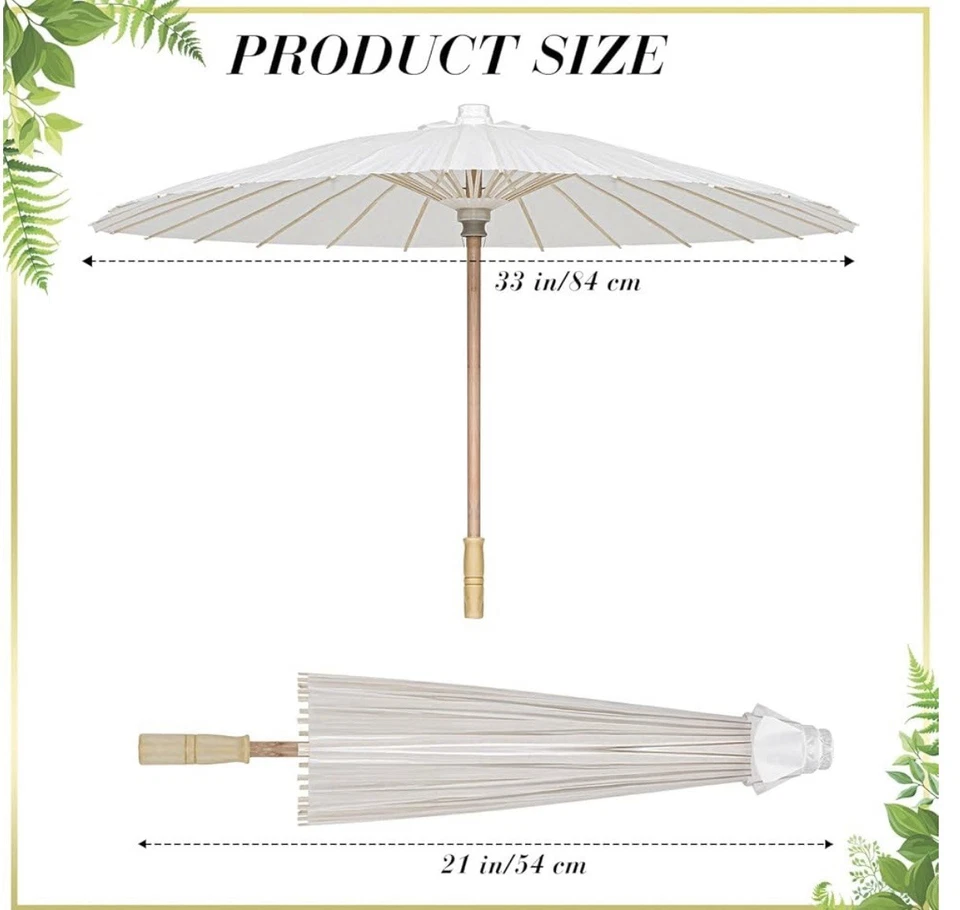33 Inches Paper Umbrellas  Decorative Chinese Japanese Parasol Umbrella - Image 2 of 4
