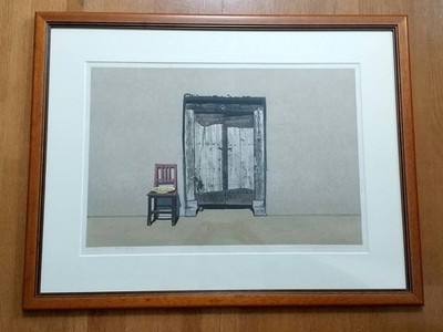 Hodaka Yoshida Autographed Woodblock Print ''Double Doors'' 1982 Limited edition