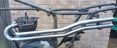 Bare Metal Triumph T120 Desert Racer Pipes, Made in England