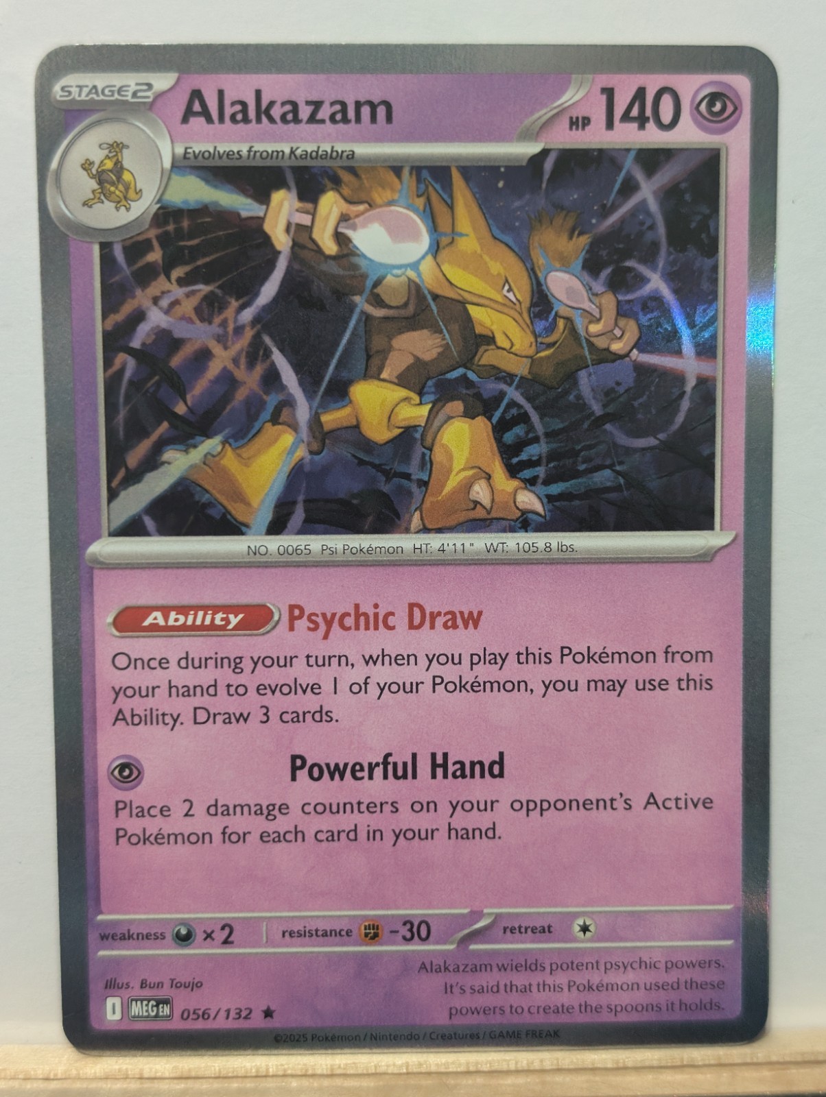 Alakazam 056/132 Me01: Mega Evolution Holo Pokemon TCG in NM Condition
