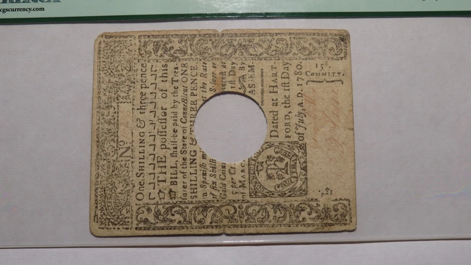 1780 1 Shilling 6 Pence Connecticut CT Colonial Currency Note Bill PCGS VF30 - Image 2 of 4