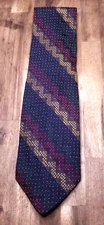 VTG Altea Milano Vintage Men’s Navy/Green/Gold/Burgundy/White Geometric Tie