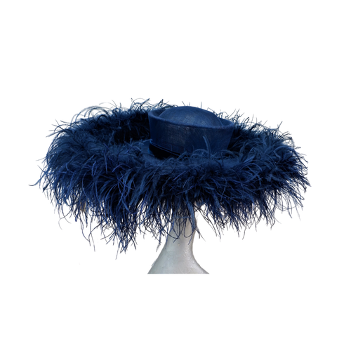 BLACK EXTRA LARGE OSTRICH FEATHER HAT ASCOT WEDDING - Picture 4 of 5
