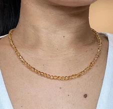 Natural Citrine Necklace 4mm Faceted Bead Choker Healing Crystal Gifts Handmade