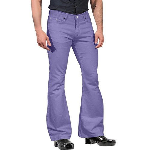 Men's Stretch Bell Bottoms Relaxed Fit Comfort Flared Leg Pocket Suit Trousers - Picture 9 of 54