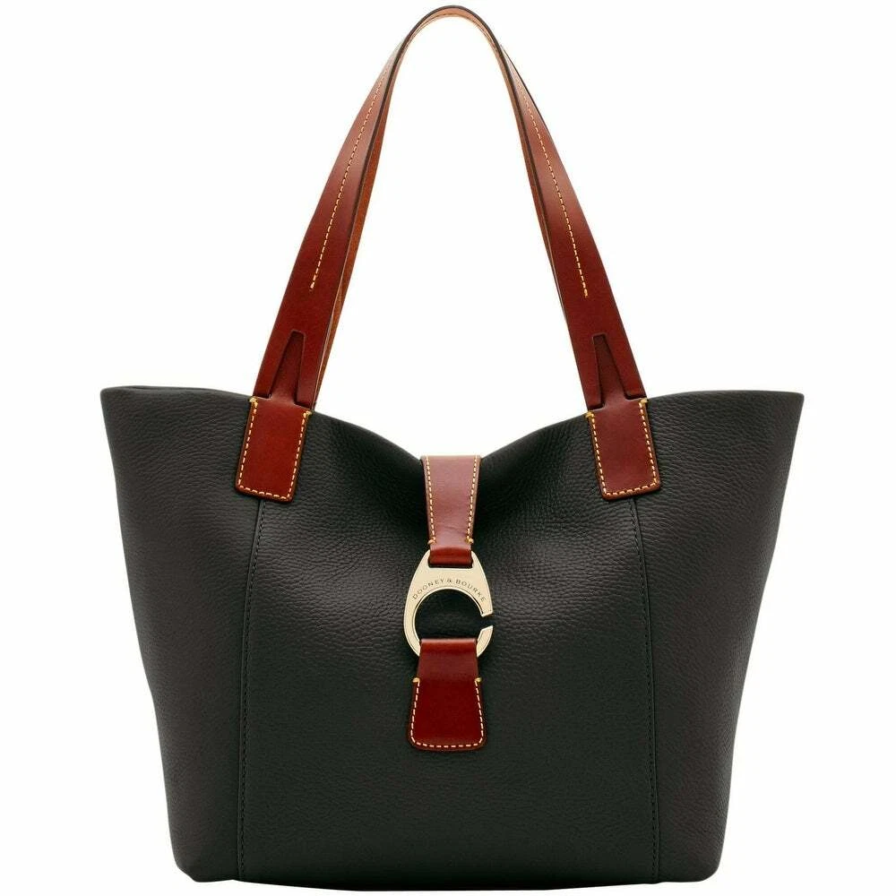 Dooney Bourke Derby Black Brown Pebble East West Shopper Bag Tote