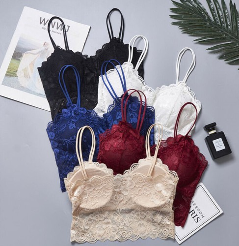 Damen Spitze Blumen Bralette Bralet BH Bustier Gepolstert Crop Tops Cami Tank Tops R - Bild 2 von 20