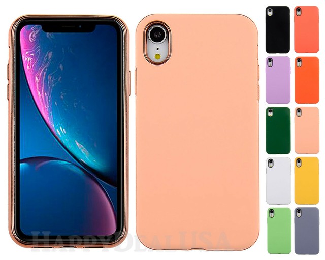 For Apple iPhone XR Rubberized ShockProof Slim Cover Case w/Chrome
