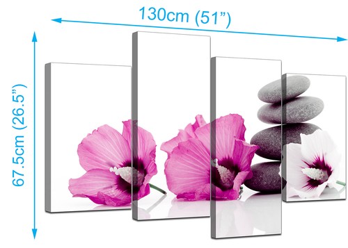 Large Pink Flower Floral Canvas Wall Art Pictures 130cm Set XL 4069 - Picture 5 of 9