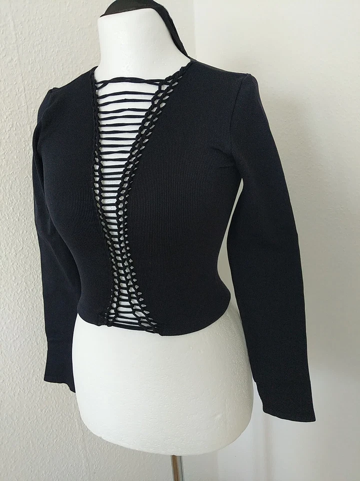 Fabletics Damen Pullover Oberteil sexy bauchfrei schwarz Größe M - Bild 3 von 4