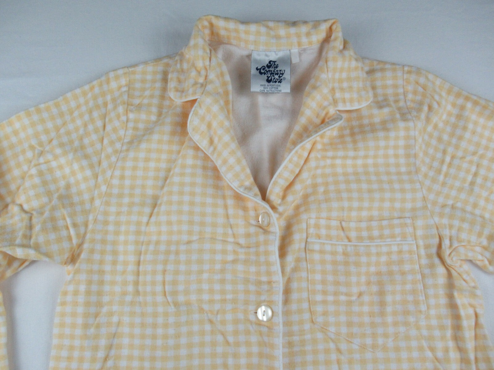 The Company Store Women's Flannel Sleep Shirt Yellow Plaid Size M