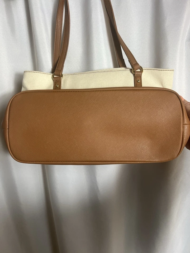 Tommy Hilfiger Cartera Grande Lona Bolso de Hombro Cuero Vegano Doble Correa Foto 4 de 4
