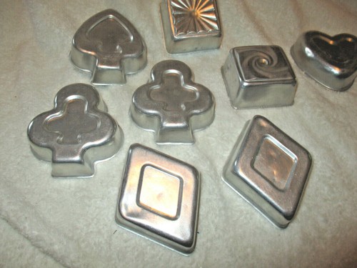 Vintage~Gelatin Molds~Candy Molds~8 qty~Spade~Clubs~Diamonds~Heart~Squares~1960 - Picture 8 of 10