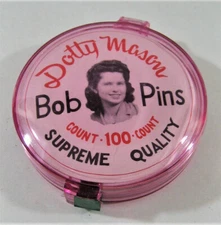 Vintage Dotty Mason Bob Pins In Compact Style Case Binghampton NY Old Stock