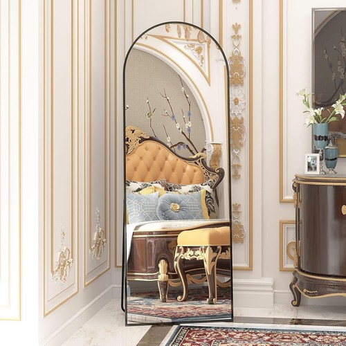 CASSILANDO Arched Full Length Mirror 162*53cm Floor Mirror Metal Frame - Picture 39 of 45