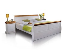 Massivholzbett Doppelbett Bett Ehebett 180x200 cm ROMAN Kiefer massiv weiß honig