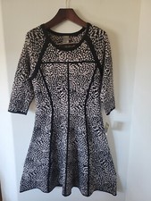 Taylor & Sage Knit Sweater Dress Black & White NWT Sz Large