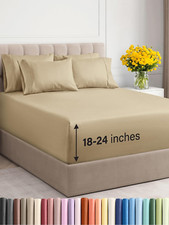 Cooling Extra Deep Queen Sheet Set - 6 Piece Luxury Bedding - Beige