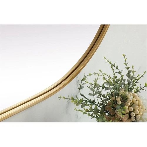 Elegant Decor Asha 24x48" Oval Modern Metal Wall-Mounted Mirror in Brass - Picture 8 of 11