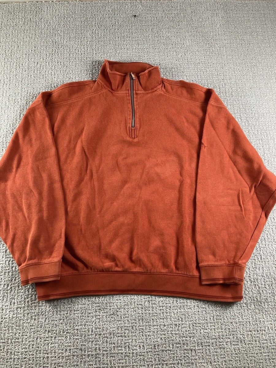 Tommy Bahama Men's XXL Orange 1/4 Zip Pullover/Sweater Long Sleeve