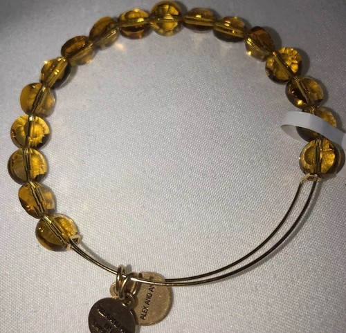 Alex and Ani Dark Topaz Luxe Amber Beads Expandable EWB Bracelet Silver NWT - Picture 3 of 4