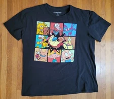 Nickelodeon 90s Cartoons Black Shirt Sz XL Rugrats Ren Stimpy Hey Arnold...