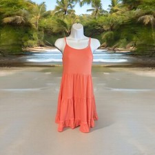 Wild Fable Womens Mini Dress XS Coral Tiered Sleeveless Ribbed Babydoll Y2K
