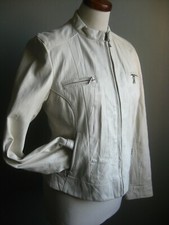 Lakeland White Leather Jacket Biker Racer Ivory Cream Soft Coat 10 8 Real