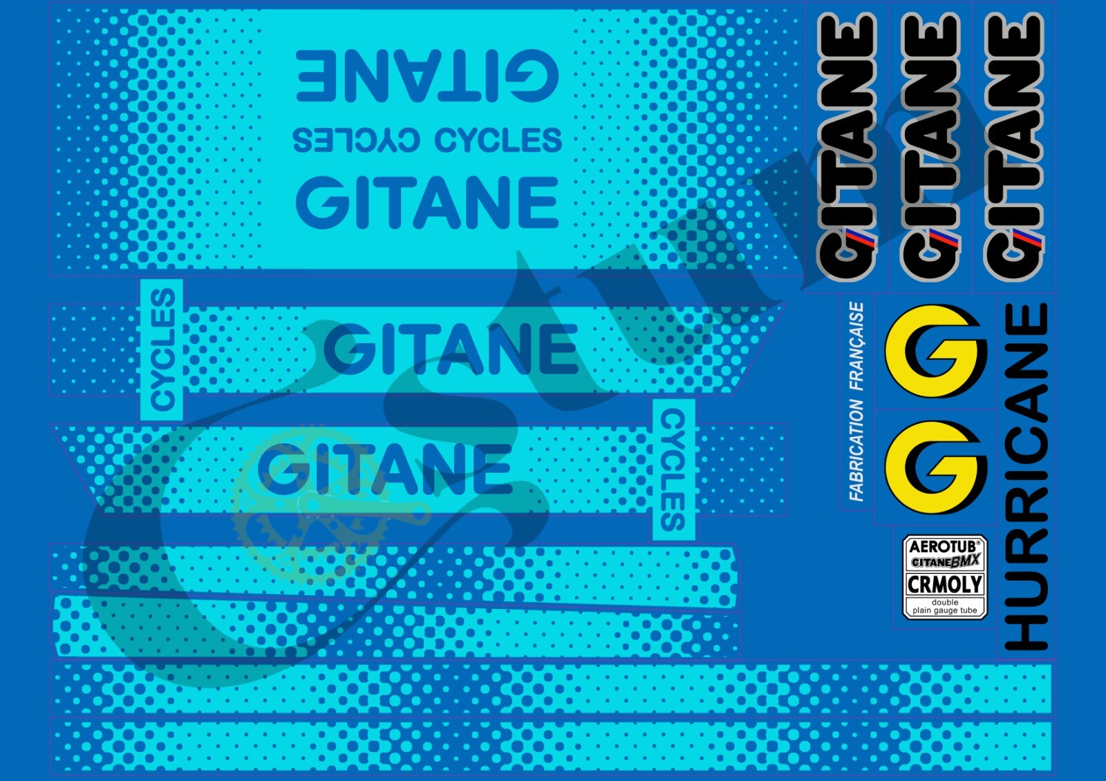 Kit stickers Gitane GITA709 décals de rechange pour vélo