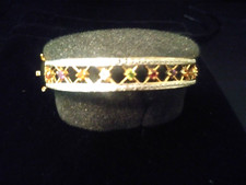 14K Y GOLD CLAD HUGS  KISSES XO DIAMOND GEM BANGLE BRACELET SIZE 9-10  BONUS