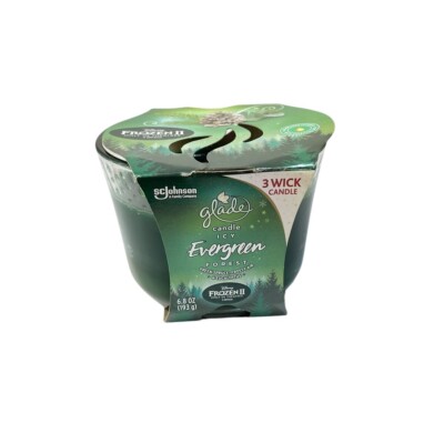 Glade 3 Wick Glass Candle Icy Evergreen Forest 6.8 Oz Disney Frozen II Promo NEW