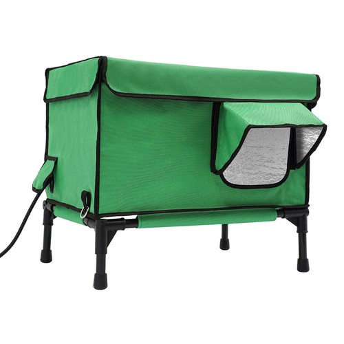 Elevated Heated Cat House Outside Heated Cat Bed Cat Shelter Kitty w/Heating Pad - Picture 4 of 24
