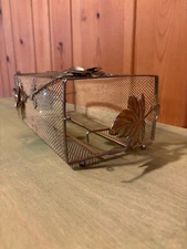 VINTAGE HOLLYWOOD REGENCY TISSUE BOX HOLDER - GOLD TONE METAL FLOWERS -