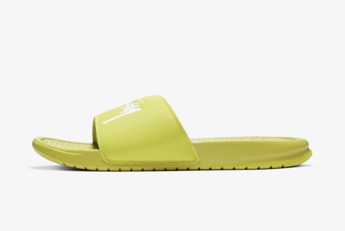 Nike Benassi x Stussy slide Bright Cactus sz 9 NEW NIKE BENASSI SLIDES STUSSY BRIGHT CACTUS WHITE CW2787  main image 3
